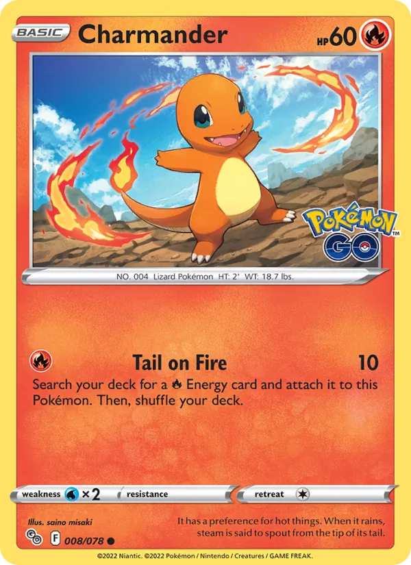 Kartu Charmander dari Pokémon GO, nomor 008/78
