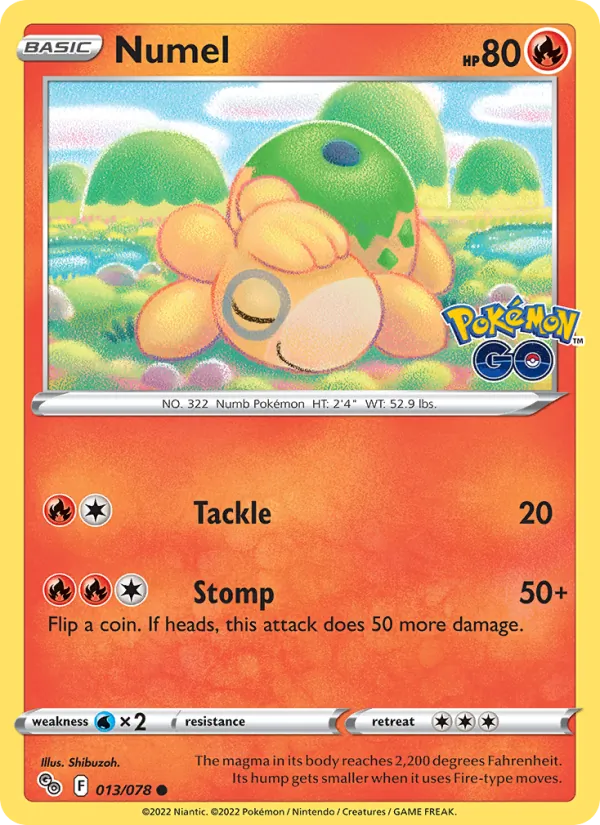 Kaart Numel uit Pokémon GO, nummer 013/78