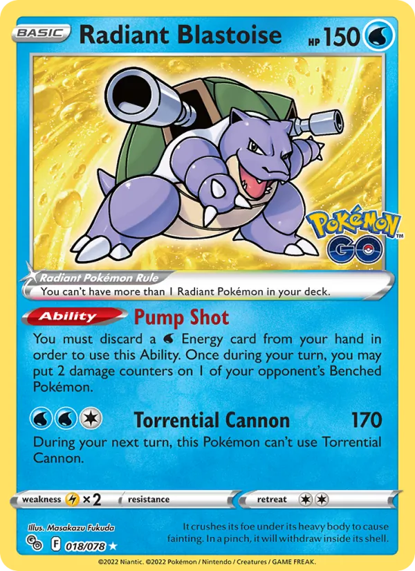 Radiant Blastoise card from Pokémon GO, number 018/78