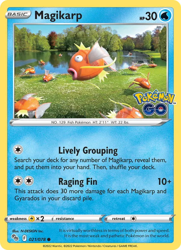 Kaart Magikarp uit Pokémon GO, nummer 021/78