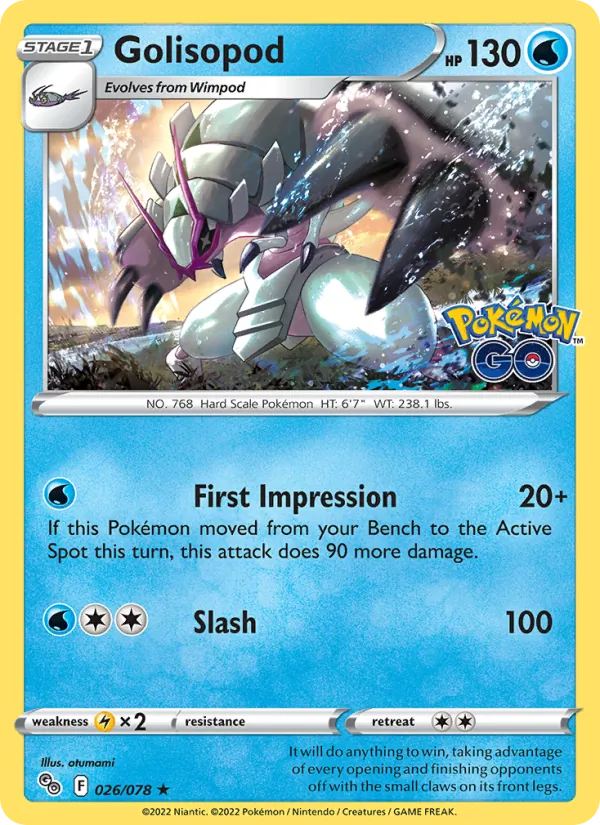 Kartu Golisopod dari Pokémon GO, nomor 026/78