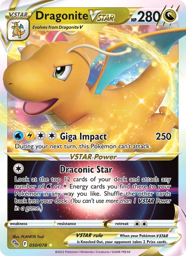 Kartu Dragonite VSTAR dari Pokémon GO, nomor 050/78