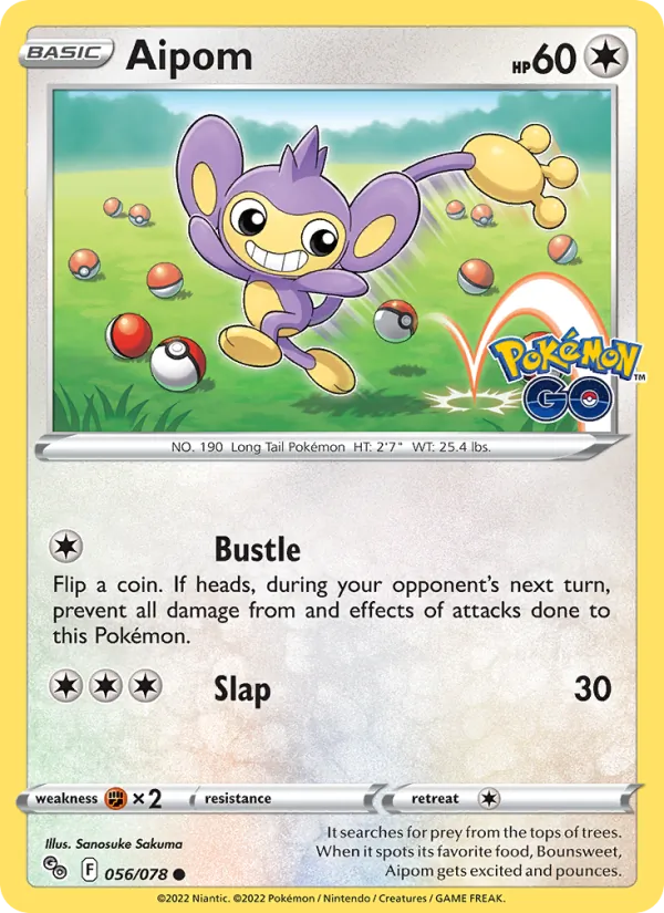 Kartu Aipom dari Pokémon GO, nomor 056/78
