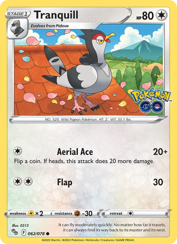 Kartu Tranquill dari Pokémon GO, nomor 062/78
