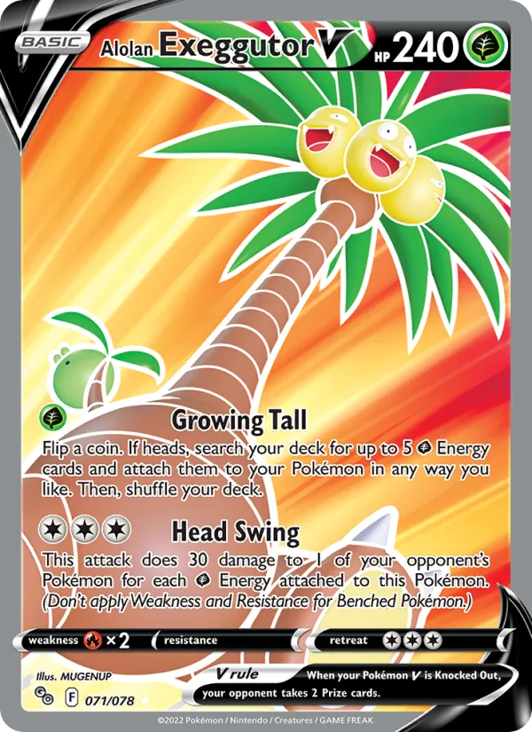 Kaart Alolan Exeggutor V uit Pokémon GO, nummer 071/78