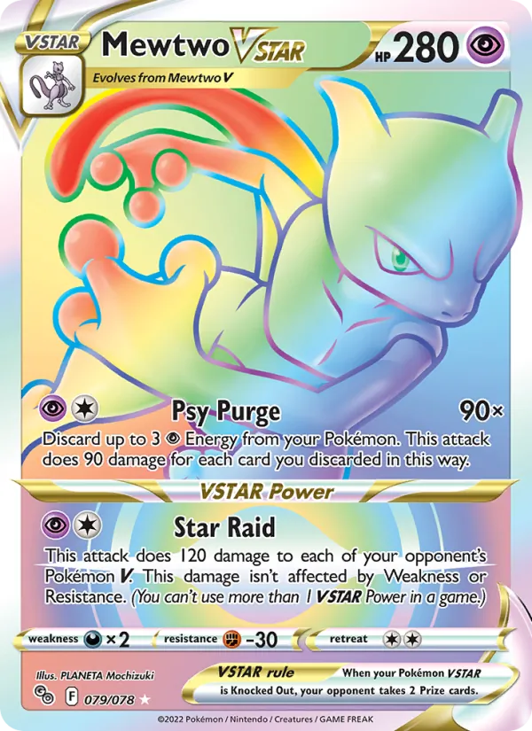 Mewtwo VSTAR card from Pokémon GO, number 079/78