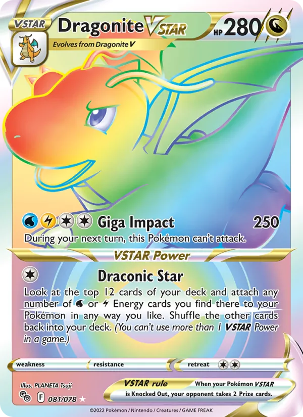 Dragonite VSTAR card from Pokémon GO, number 081/78