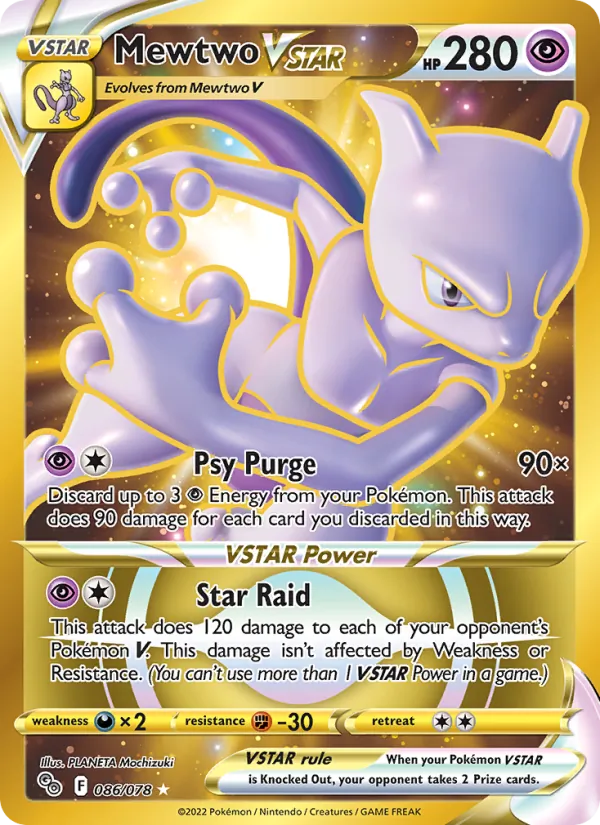Mewtwo VSTAR card from Pokémon GO, number 086/78
