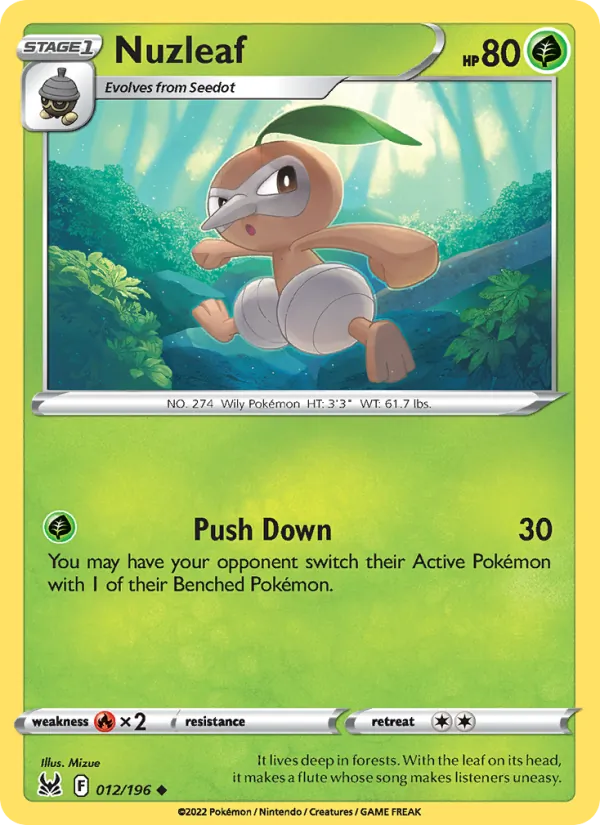 Nuzleaf card from Lost Origin, number 012/196