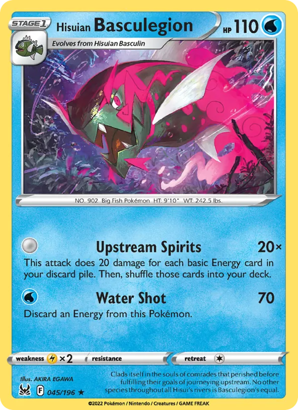 Hisuian Basculegion card from Lost Origin, number 045/196