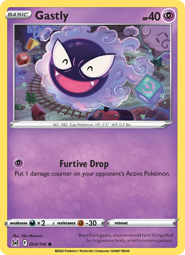 Gastly card from Lost Origin, number 064/196