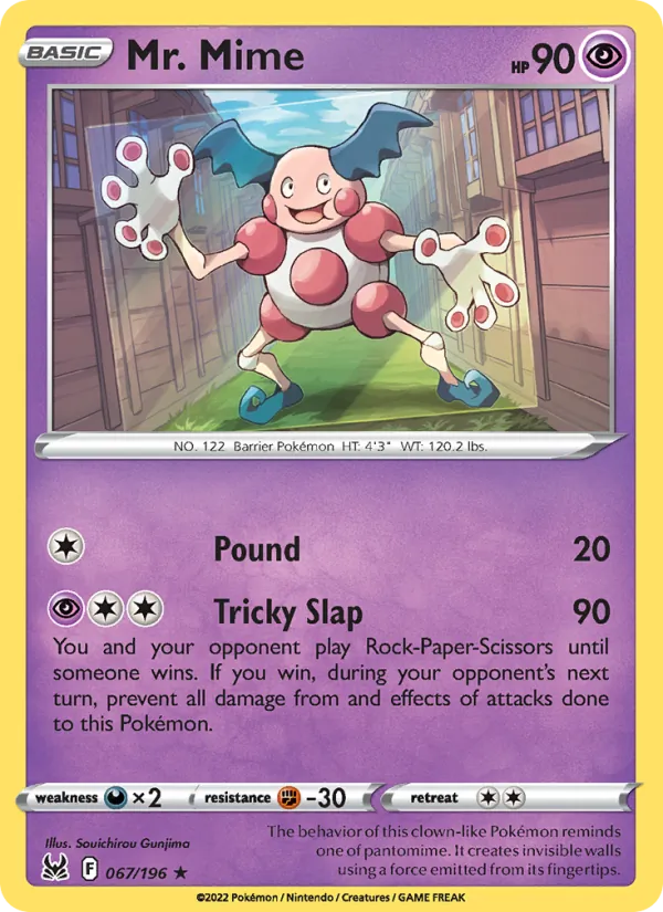 Mr. Mime card from Lost Origin, number 067/196