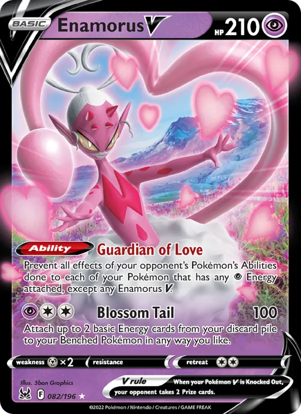 Enamorus V card from Lost Origin, number 082/196