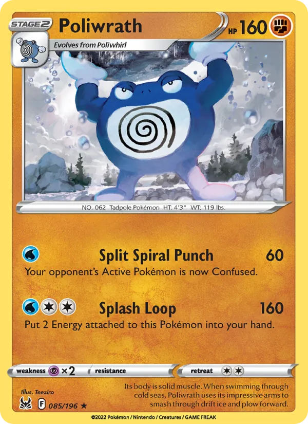 Poliwrath card from Lost Origin, number 085/196
