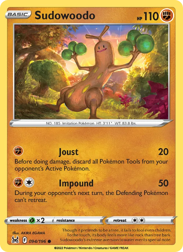 Sudowoodo card from Lost Origin, number 094/196