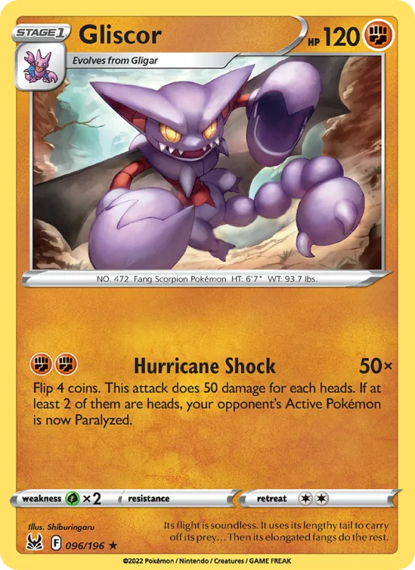 Gliscor card from Lost Origin, number 096/196
