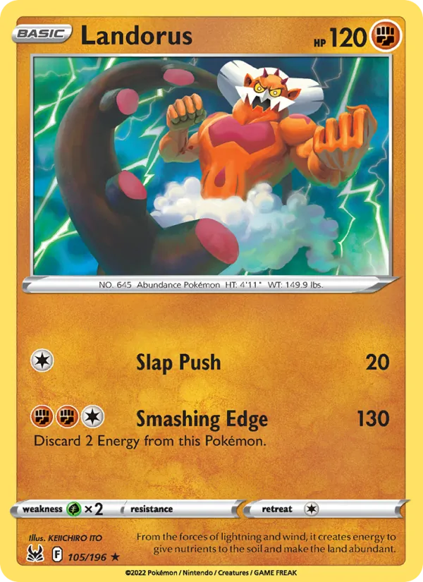 Landorus card from Lost Origin, number 105/196