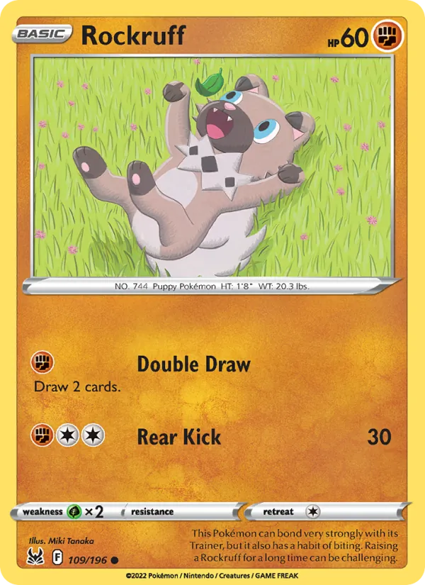 Rockruff card from Lost Origin, number 109/196