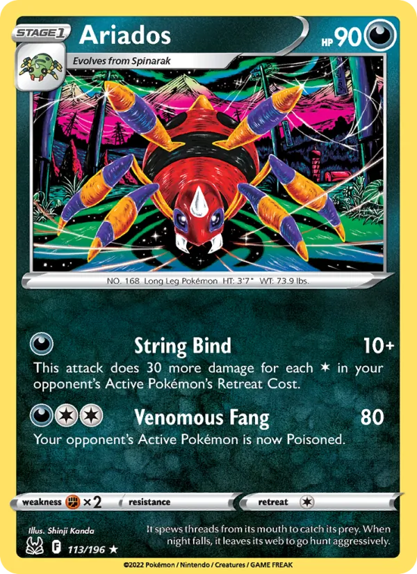 Ariados card from Lost Origin, number 113/196