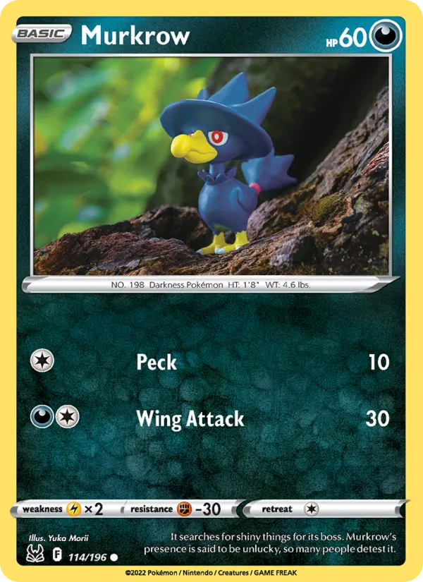 Murkrow card from Lost Origin, number 114/196