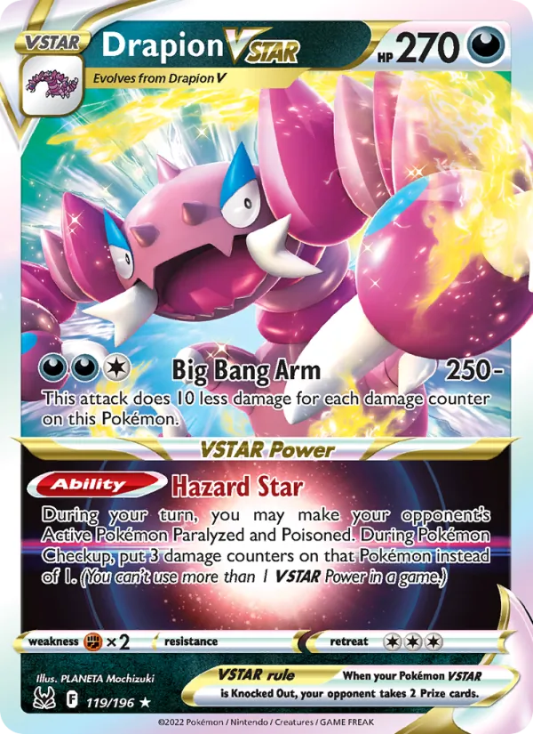 Drapion VSTAR card from Lost Origin, number 119/196