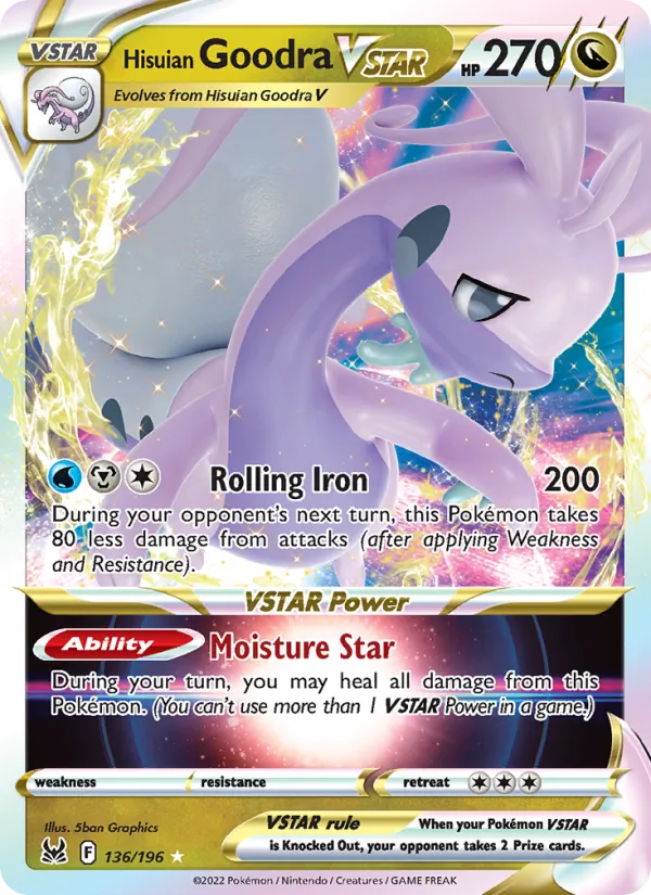 Hisuian Goodra VSTAR card from Lost Origin, number 136/196