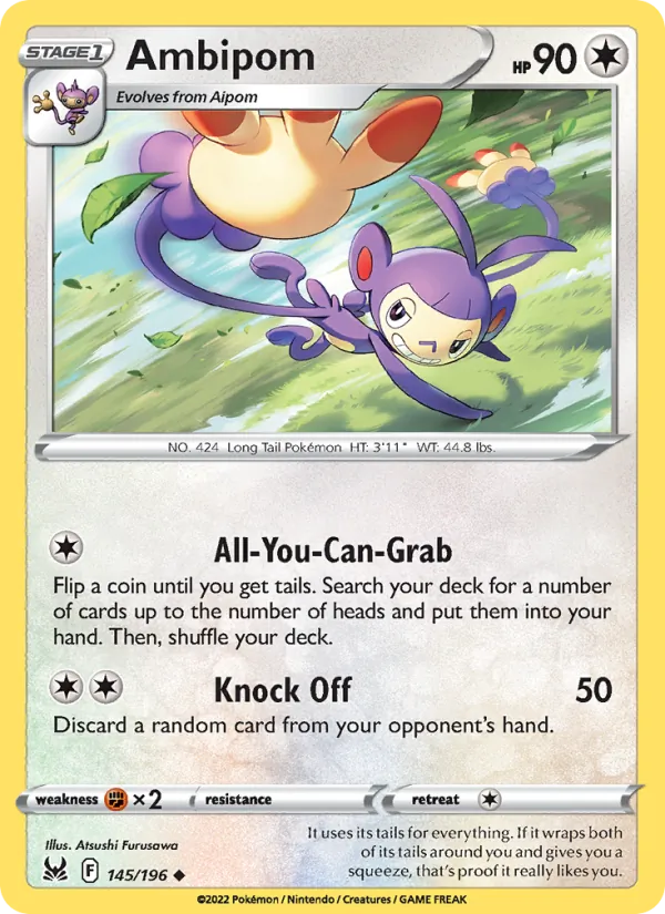 Ambipom card from Lost Origin, number 145/196