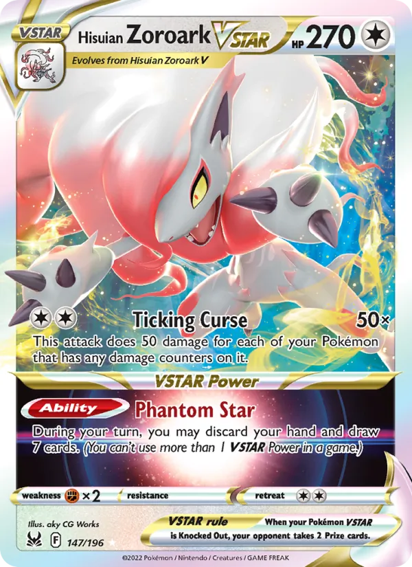 Hisuian Zoroark VSTAR card from Lost Origin, number 147/196