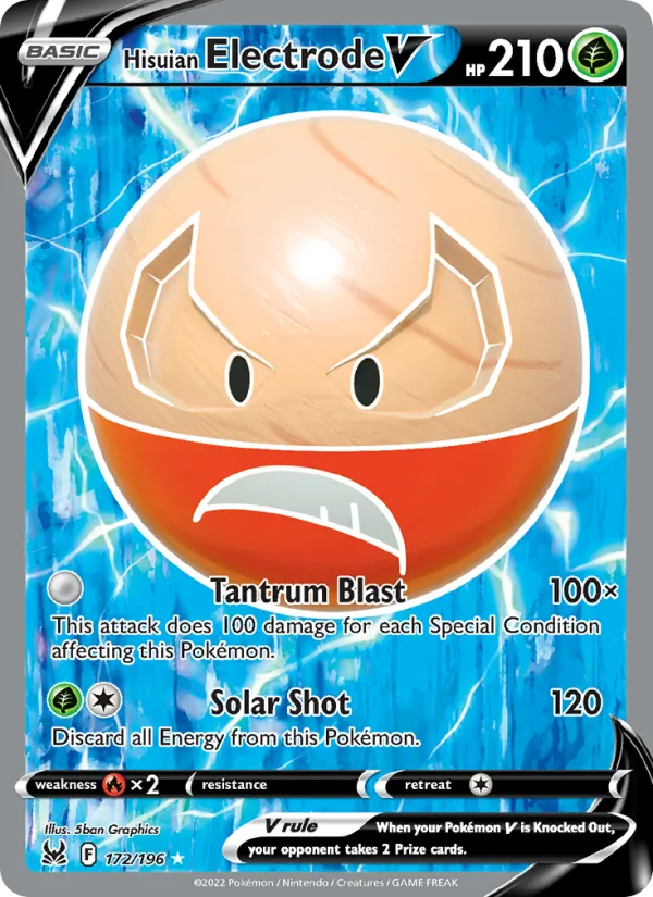 Hisuian Electrode V card from Lost Origin, number 172/196
