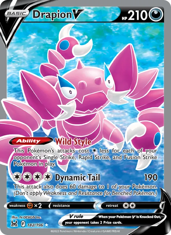 Drapion V card from Lost Origin, number 182/196