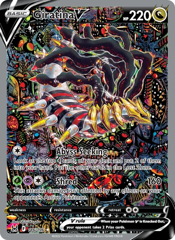 Giratina V card from Lost Origin, number 186/196