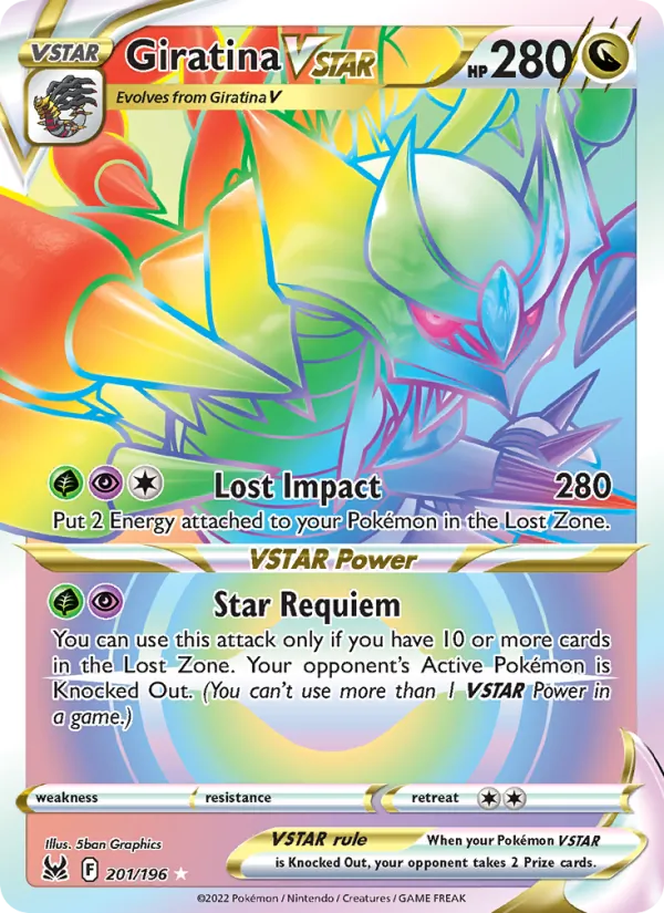 Giratina VSTAR card from Lost Origin, number 201/196