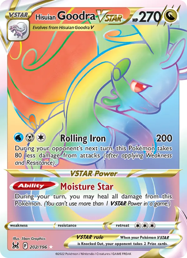 Hisuian Goodra VSTAR card from Lost Origin, number 202/196