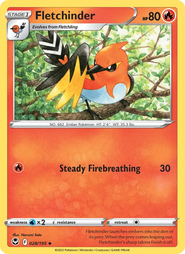 Fletchinder card from Silver Tempest, number 028/195