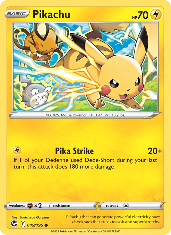 Pikachu card from Silver Tempest, number 049/195