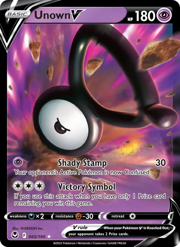 Unown V card from Silver Tempest, number 065/195