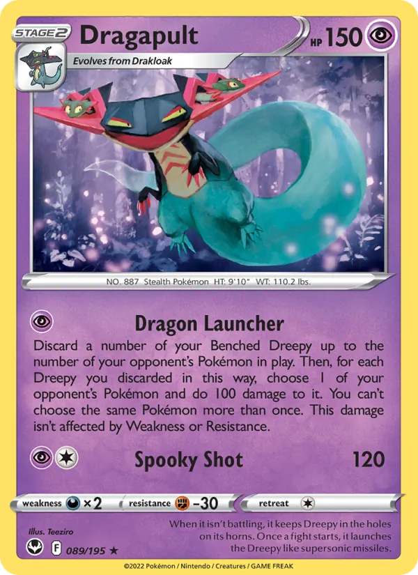 Dragapult card from Silver Tempest, number 089/195