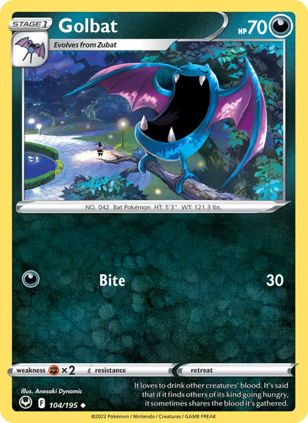 Golbat card from Silver Tempest, number 104/195