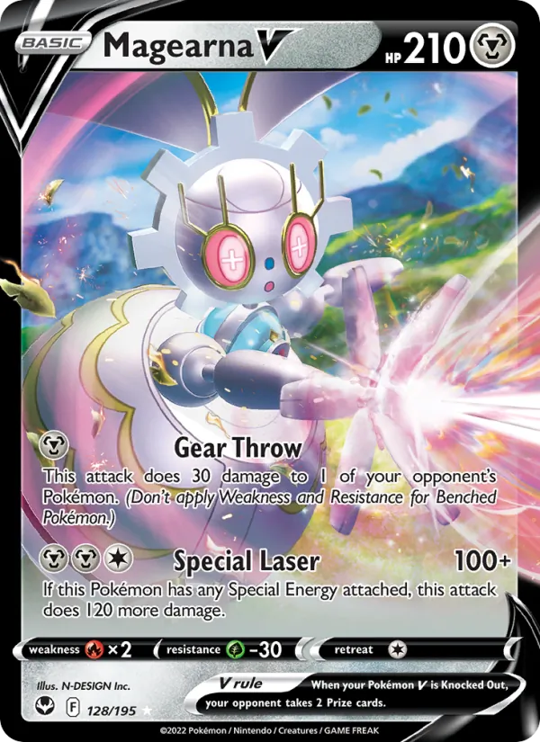 Magearna V card from Silver Tempest, number 128/195
