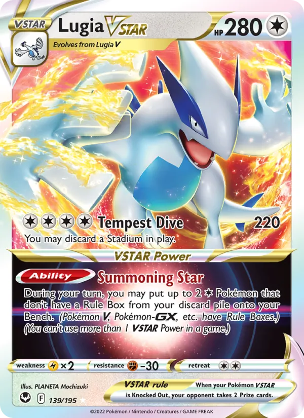 Lugia VSTAR card from Silver Tempest, number 139/195