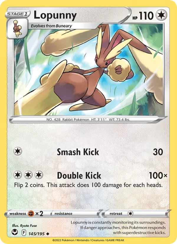 Lopunny card from Silver Tempest, number 145/195
