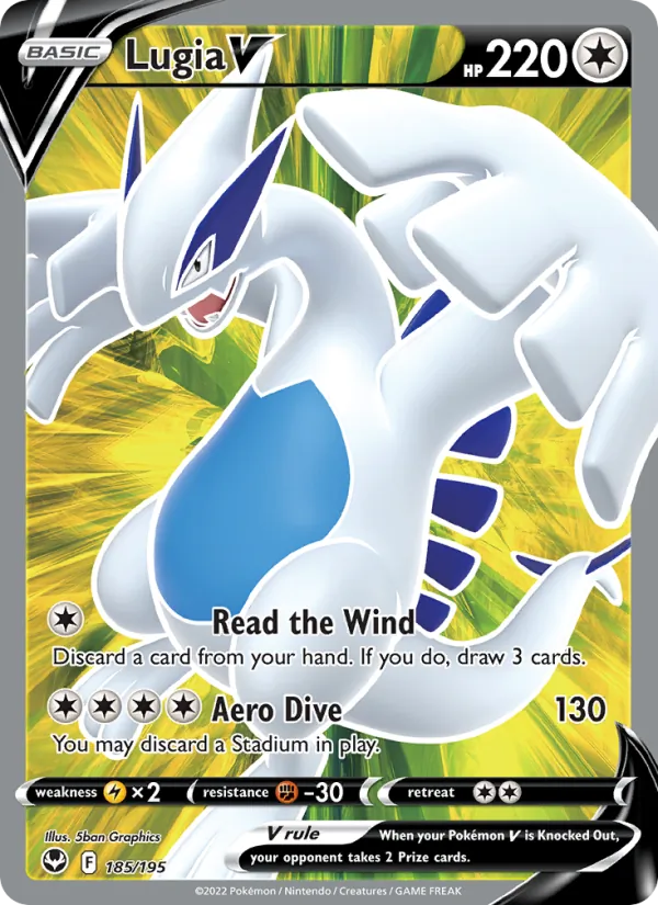 Lugia V card from Silver Tempest, number 185/195