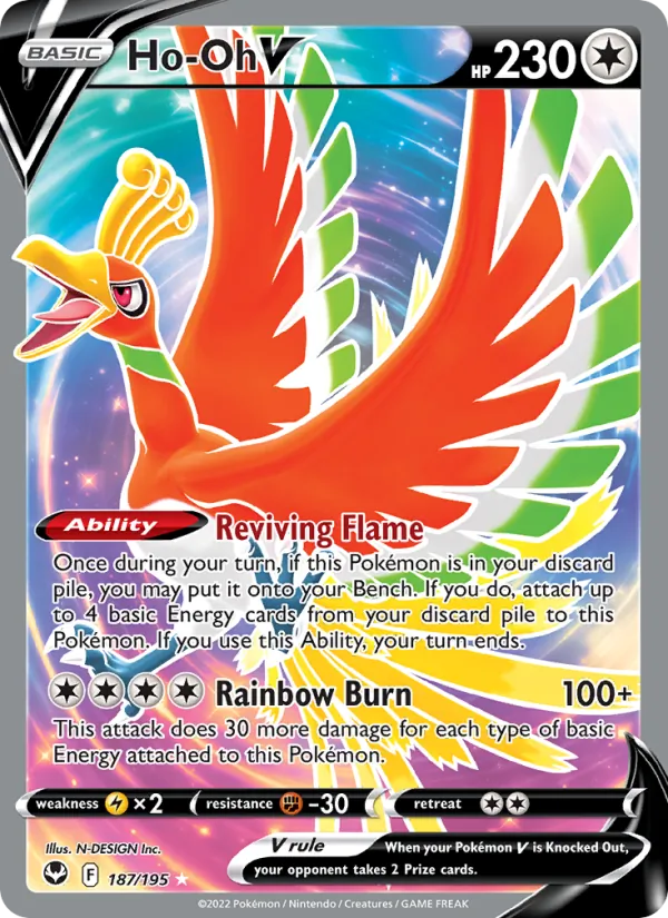 Ho-Oh V card from Silver Tempest, number 187/195