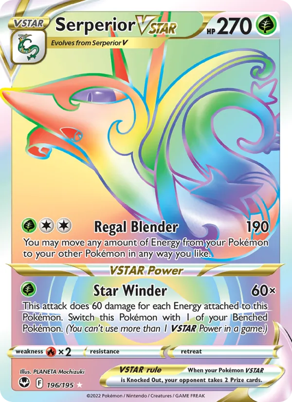 Serperior VSTAR card from Silver Tempest, number 196/195