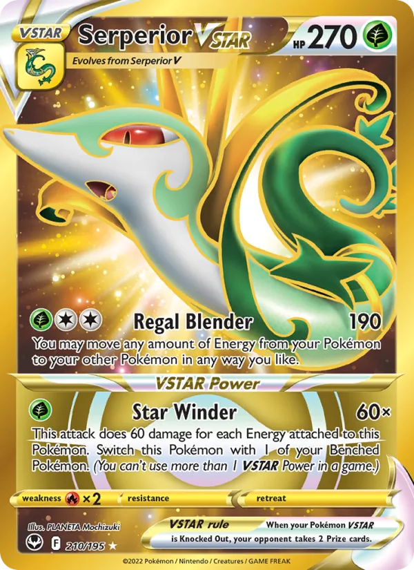 Serperior VSTAR card from Silver Tempest, number 210/195