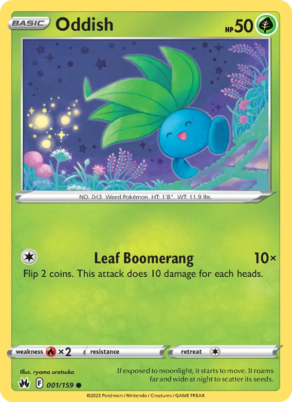 Oddish card from Crown Zenith, number 001/159