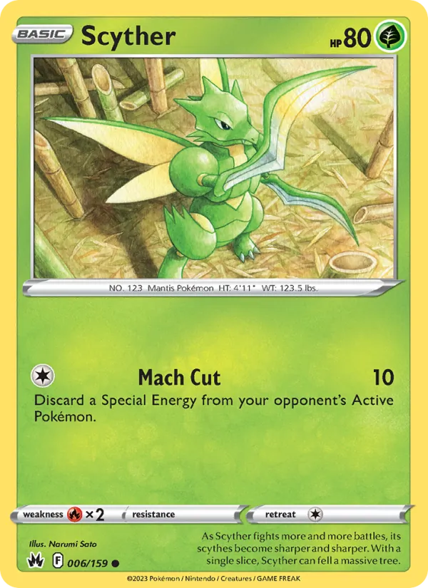 Scyther card from Crown Zenith, number 006/159