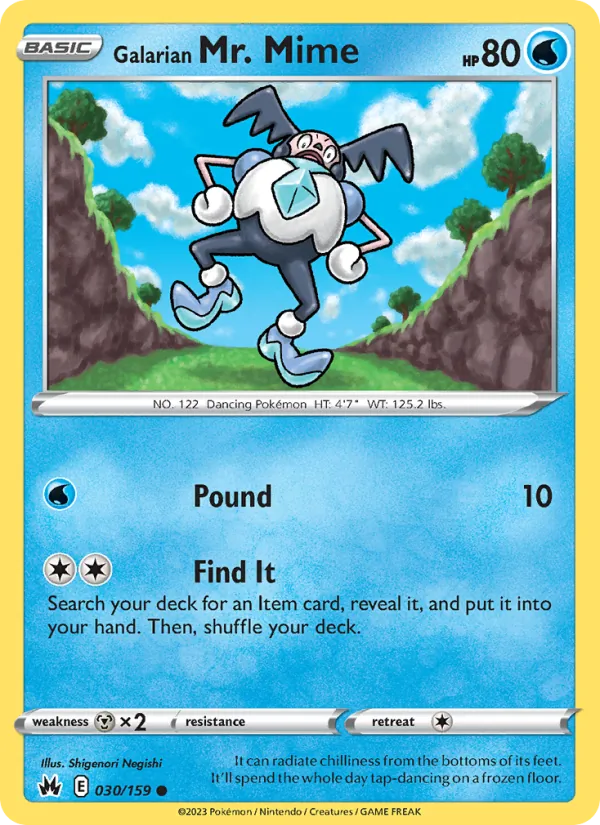 Galarian Mr. Mime card from Crown Zenith, number 030/159