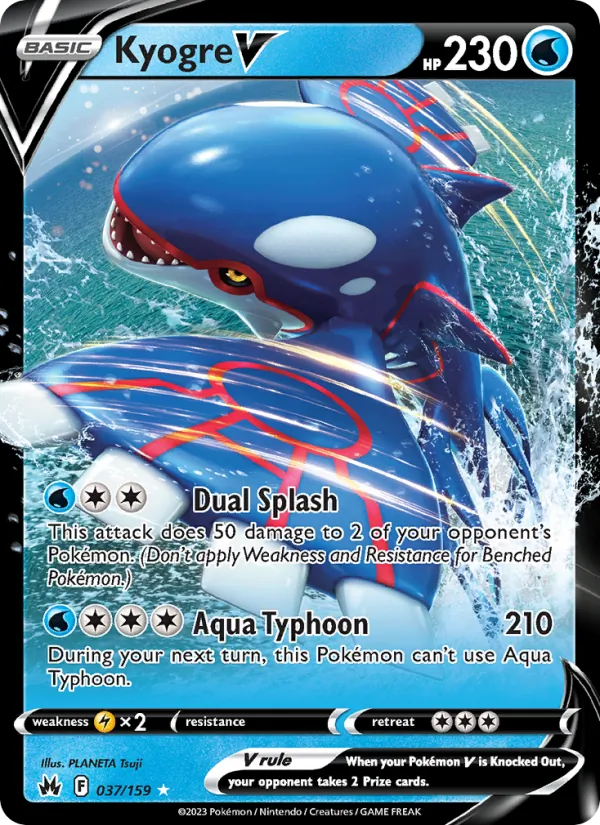 Kyogre V card from Crown Zenith, number 037/159