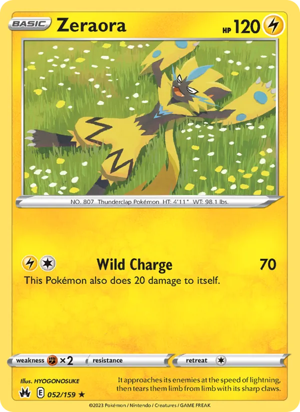 Zeraora card from Crown Zenith, number 052/159